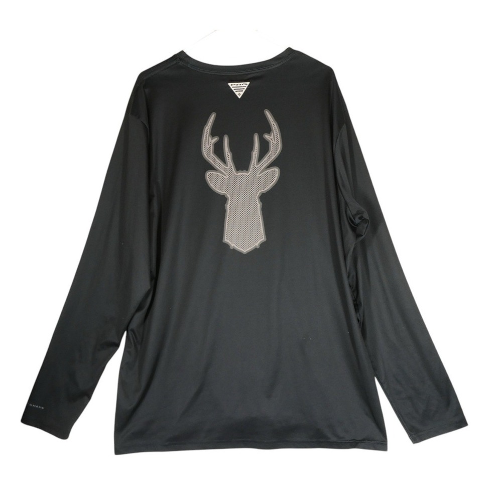 Columbia PHG Shirt Men 3X Black Deer Buck Graphic Long Sleeve Hunting 3XL *flaw